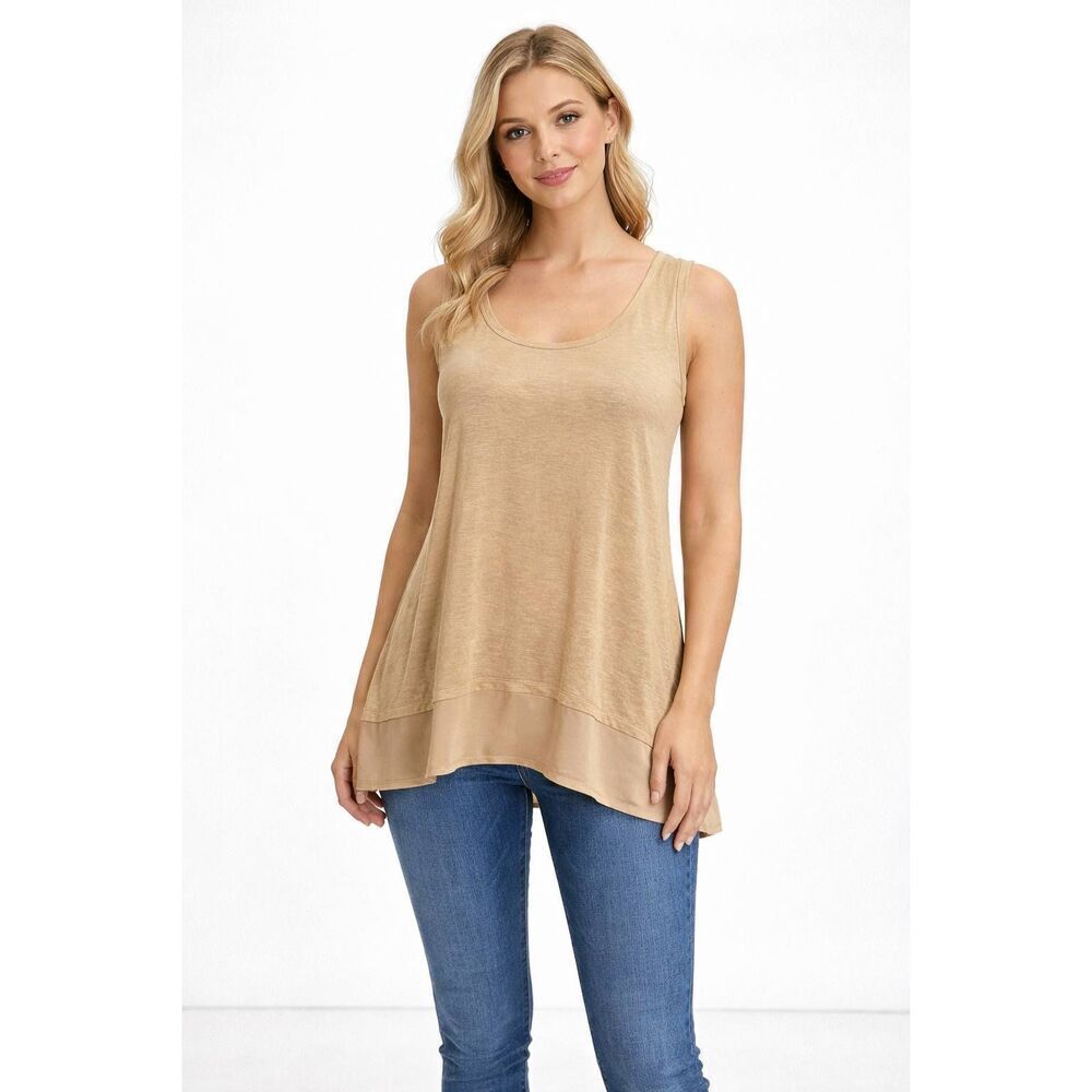 BCBGMaxAzria Gold Satin Trim Swing Tank Size Medium